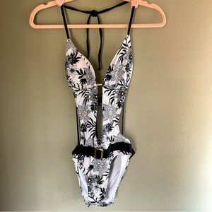 Y2k Belted One Piece Floral Bikini